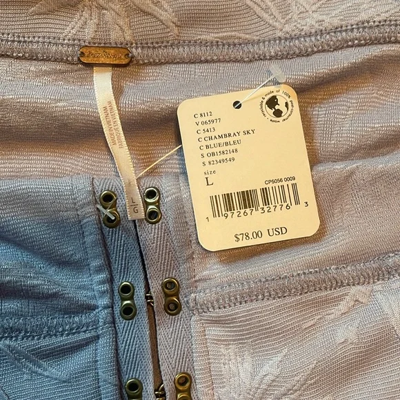 Free people don’t look back bustier top chambray sky blue size large - Picture 3 of 7